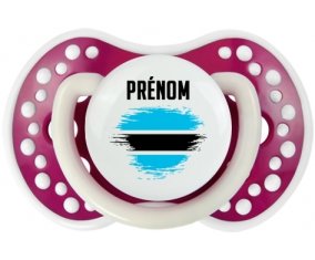 Drapeau effet pinceau Bostwana avec prénom Sucette LOVI Dynamic Fuchsia phosphorescente
