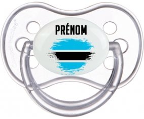Drapeau effet pinceau Bostwana avec prénom Sucette Anatomique Transparente classique