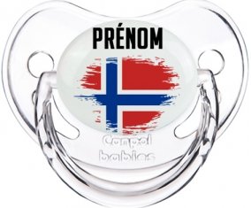 Drapeau effet pinceau Île Bouvet avec prénom Tétine Physiologique Transparent classique