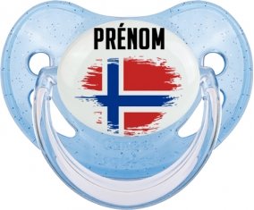 Drapeau effet pinceau Île Bouvet avec prénom Tétine Physiologique Bleue à paillette