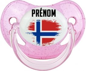 Drapeau effet pinceau Île Bouvet avec prénom Tétine Physiologique Rose à paillette