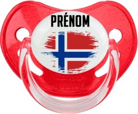 Drapeau effet pinceau Île Bouvet avec prénom Tétine Physiologique Rouge à paillette