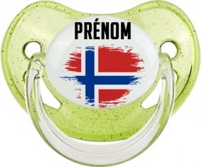 Drapeau effet pinceau Île Bouvet avec prénom Tétine Physiologique Vert à paillette