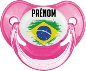 Drapeau effet pinceau Brésil avec prénom Sucete Physiologique Rose classique