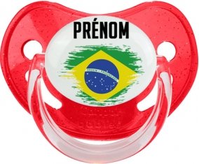 Drapeau effet pinceau Brésil avec prénom Sucete Physiologique Rouge à paillette