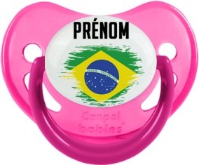 Drapeau effet pinceau Brésil avec prénom Sucete Physiologique Rose phosphorescente