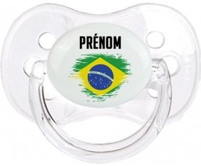 Drapeau effet pinceau Brésil avec prénom Sucette Cerise Transparent classique