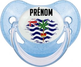 Drapeau effet pinceau Territoire britannique de l'océan Indien avec prénom Sucette Physiologique Bleue à paillette