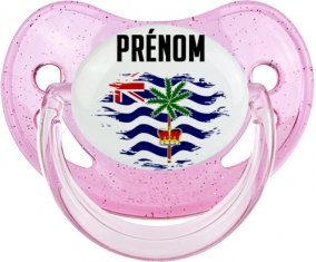 Drapeau effet pinceau Territoire britannique de l'océan Indien avec prénom Sucette Physiologique Rose à paillette