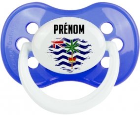 Drapeau effet pinceau Territoire britannique de l'océan Indien avec prénom Tétine Anatomique Bleu classique