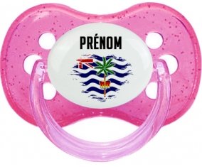 Drapeau effet pinceau Territoire britannique de l'océan Indien avec prénom Sucette Cerise Rose à paillette