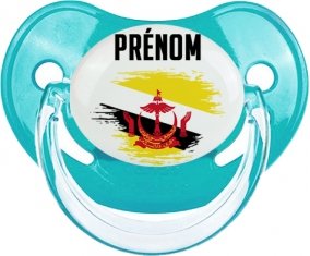 Drapeau effet pinceau Brunei Darussalam avec prénom : Sucette Physiologique personnalisée
