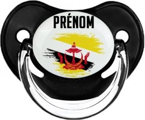 Drapeau effet pinceau Brunei Darussalam avec prénom Sucette Physiologique Noir classique