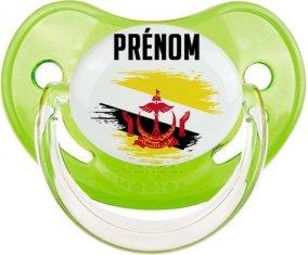 Drapeau effet pinceau Brunei Darussalam avec prénom Sucette Physiologique Vert classique