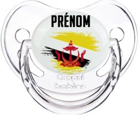 Drapeau effet pinceau Brunei Darussalam avec prénom Sucette Physiologique Transparent classique