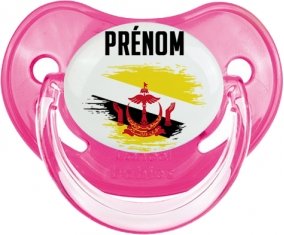 Drapeau effet pinceau Brunei Darussalam avec prénom Sucette Physiologique Rose classique