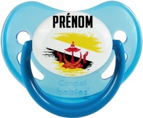 Drapeau effet pinceau Brunei Darussalam avec prénom Sucette Physiologique Bleue phosphorescente