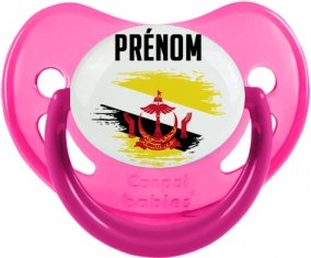 Drapeau effet pinceau Brunei Darussalam avec prénom Sucette Physiologique Rose phosphorescente