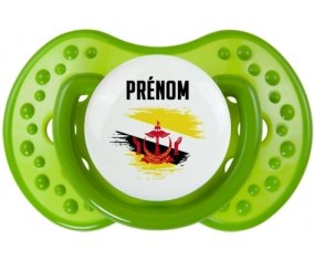 Drapeau effet pinceau Brunei Darussalam avec prénom Sucette LOVI Dynamic Vert classique