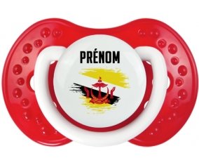 Drapeau effet pinceau Brunei Darussalam avec prénom Sucette LOVI Dynamic Blanc-rouge classique