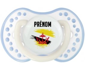 Drapeau effet pinceau Brunei Darussalam avec prénom Sucette LOVI Dynamic Blanc-cyan classique