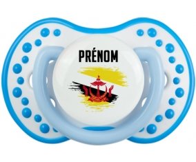 Drapeau effet pinceau Brunei Darussalam avec prénom Sucette LOVI Dynamic Blanc-bleu phosphorescente