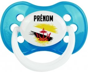 Drapeau effet pinceau Brunei Darussalam avec prénom Sucette Anatomique Cyan classique