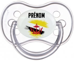 Drapeau effet pinceau Brunei Darussalam avec prénom Sucette Anatomique Transparente classique