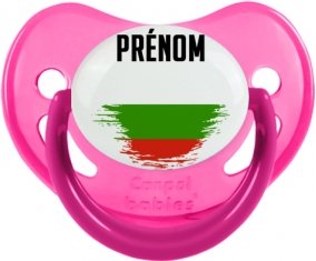 Drapeau effet pinceau Bulgarie avec prénom Tétine Physiologique Rose phosphorescente