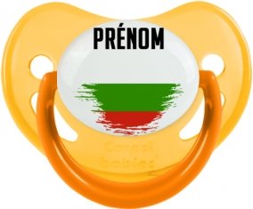 Drapeau effet pinceau Bulgarie avec prénom Tétine Physiologique Jaune phosphorescente