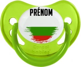 Drapeau effet pinceau Bulgarie avec prénom Tétine Physiologique Vert phosphorescente