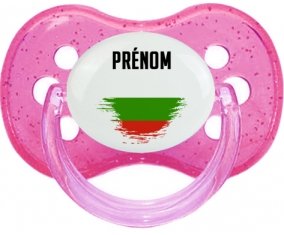 Drapeau effet pinceau Bulgarie avec prénom Sucete Cerise Rose à paillette