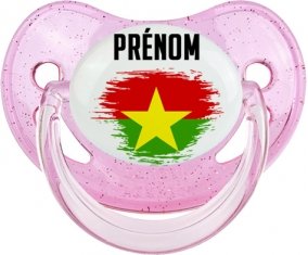 Drapeau effet pinceau Burkina Faso avec prénom Sucete Physiologique Rose à paillette