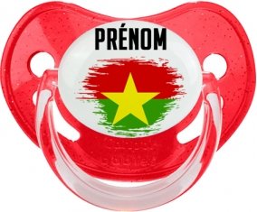 Drapeau effet pinceau Burkina Faso avec prénom Sucete Physiologique Rouge à paillette