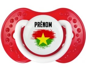 Drapeau effet pinceau Burkina Faso avec prénom Tétine LOVI Dynamic Blanc-rouge classique