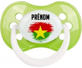 Drapeau effet pinceau Burkina Faso avec prénom Sucette Anatomique Vert classique