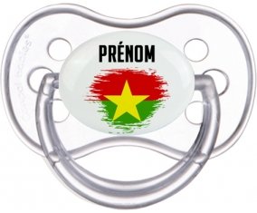 Drapeau effet pinceau Burkina Faso avec prénom Sucette Anatomique Transparente classique
