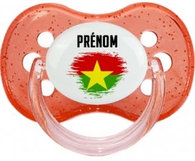 Drapeau effet pinceau Burkina Faso avec prénom Sucette Cerise Rouge à paillette