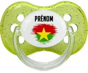 Drapeau effet pinceau Burkina Faso avec prénom Sucette Cerise Vert à paillette