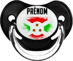 Drapeau effet pinceau Burundi avec prénom Sucette Physiologique Noir classique
