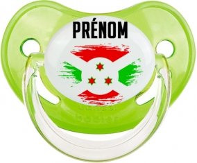 Drapeau effet pinceau Burundi avec prénom Sucette Physiologique Vert classique