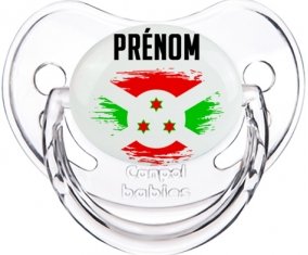 Drapeau effet pinceau Burundi avec prénom Sucette Physiologique Transparent classique