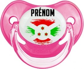 Drapeau effet pinceau Burundi avec prénom Sucette Physiologique Rose classique