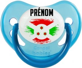 Drapeau effet pinceau Burundi avec prénom Sucette Physiologique Bleue phosphorescente
