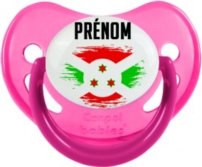 Drapeau effet pinceau Burundi avec prénom Sucette Physiologique Rose phosphorescente