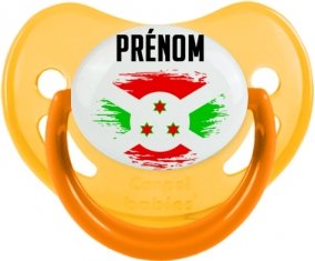 Drapeau effet pinceau Burundi avec prénom Sucette Physiologique Jaune phosphorescente