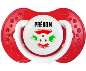 Drapeau effet pinceau Burundi avec prénom Sucette LOVI Dynamic Blanc-rouge classique