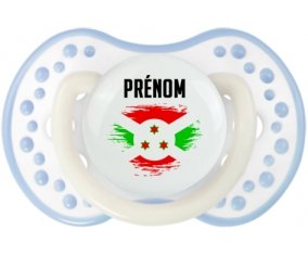 Drapeau effet pinceau Burundi avec prénom Sucette LOVI Dynamic Blanc-cyan classique