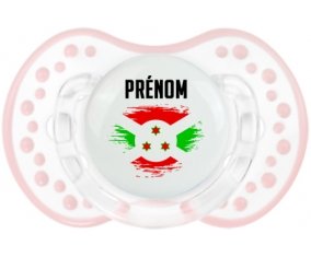 Drapeau effet pinceau Burundi avec prénom Sucette LOVI Dynamic Retro-blanc-rose-tendre classique