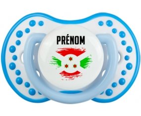 Drapeau effet pinceau Burundi avec prénom Sucette LOVI Dynamic Blanc-bleu phosphorescente